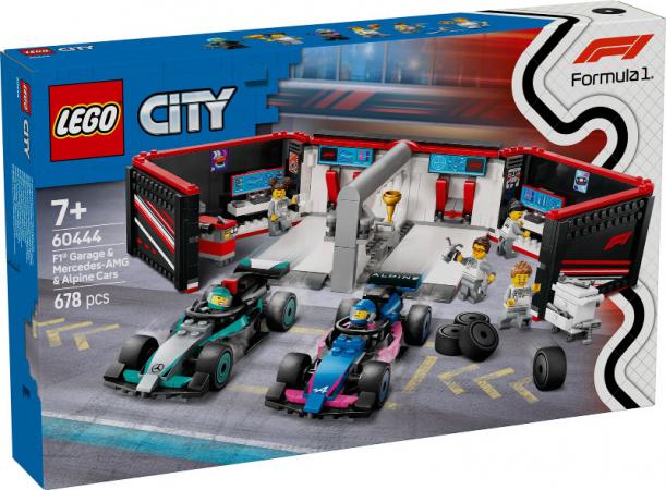 LEGO City F1 garage met Mercedes-AMG en Alpine autos