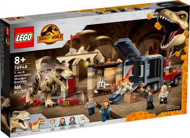 LEGO Jurassic World Jurassic T. rex Atrociraptor dinosaurus ontsnapping